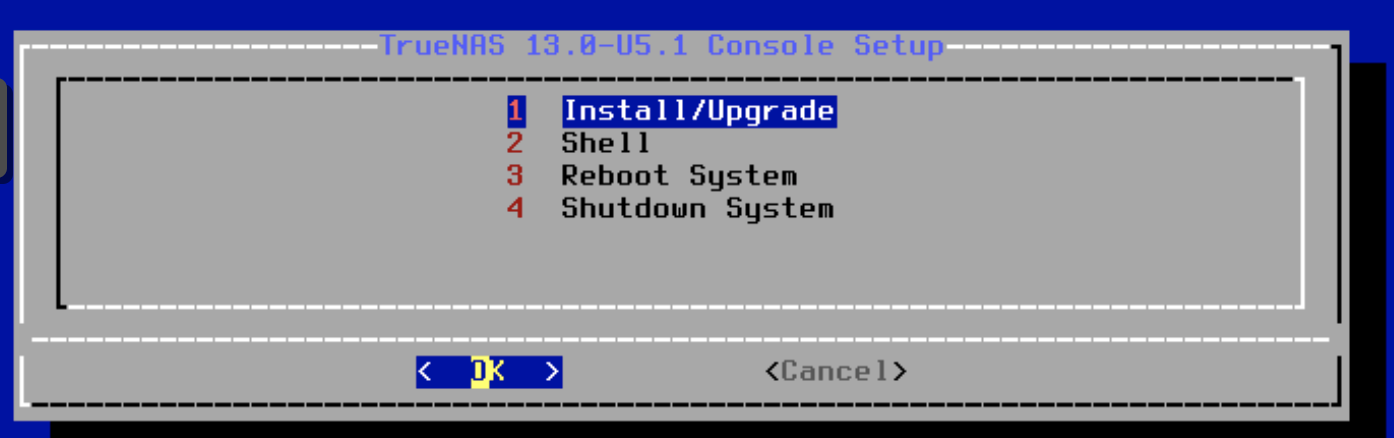 truenas startup screen