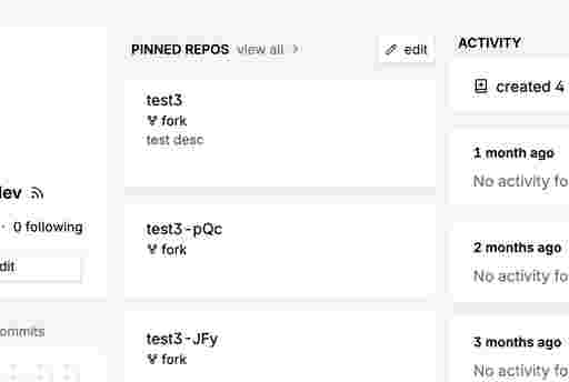 screenshot of the repo list