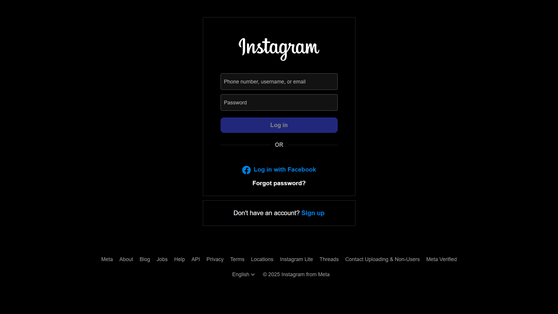 Instagram Login Page