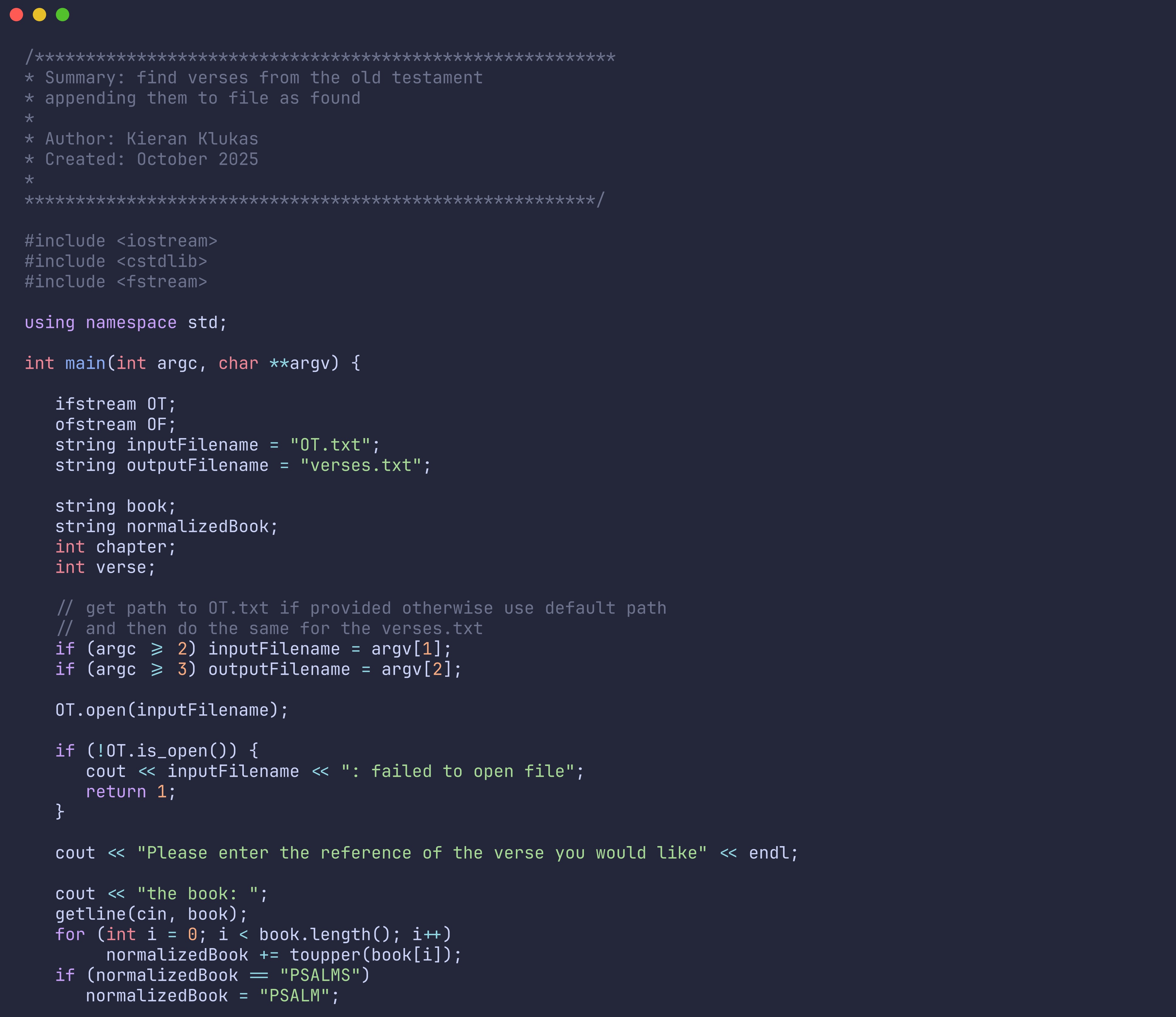 screenshot of the code generated by freeze