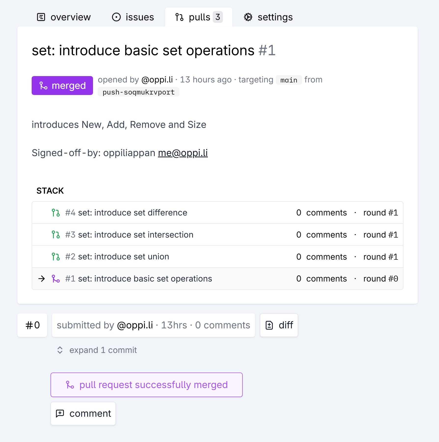 The first change has been merged