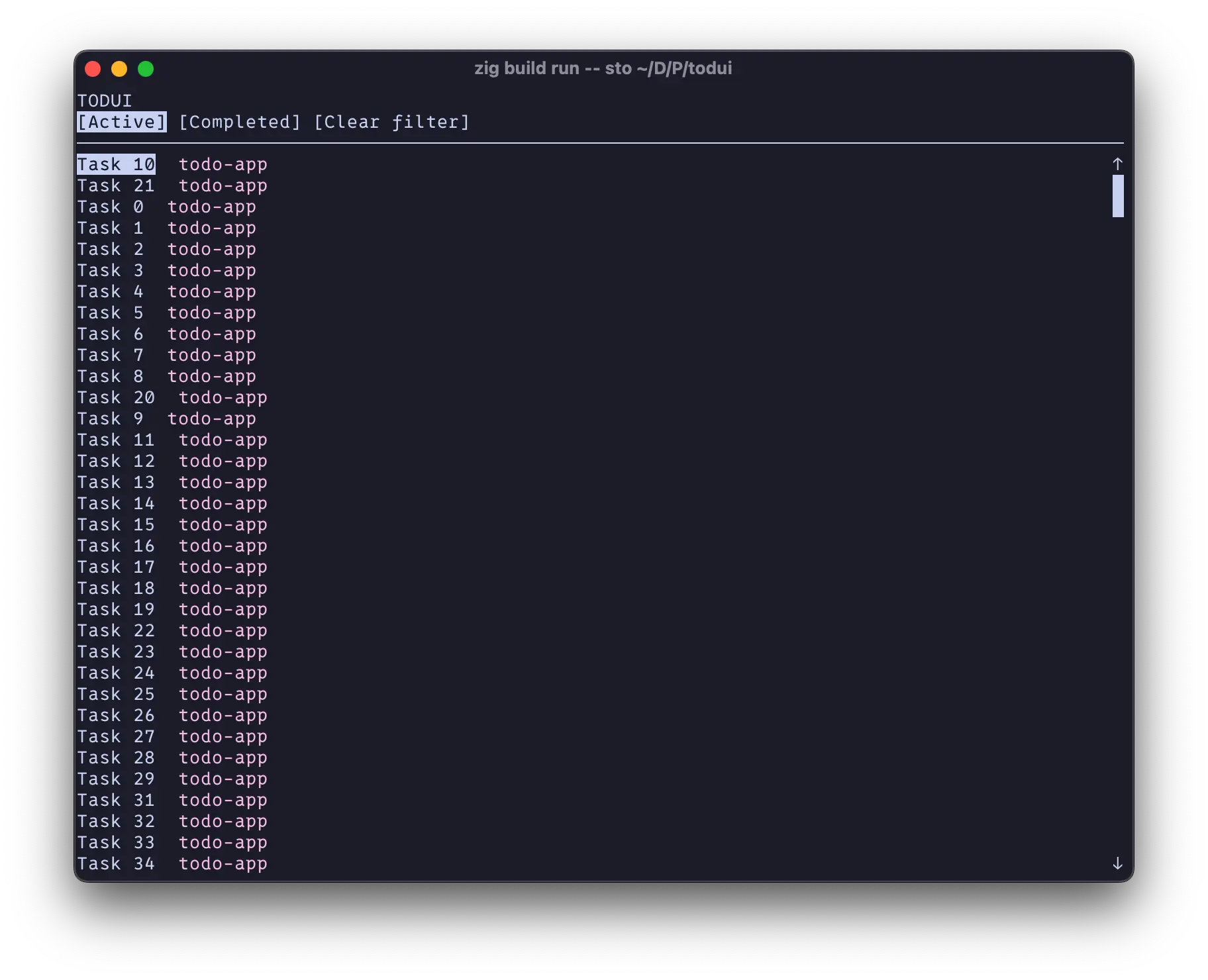 Todui task list at commit hash 2d2f133904a97292c5ac50917e7ed175fb71a569