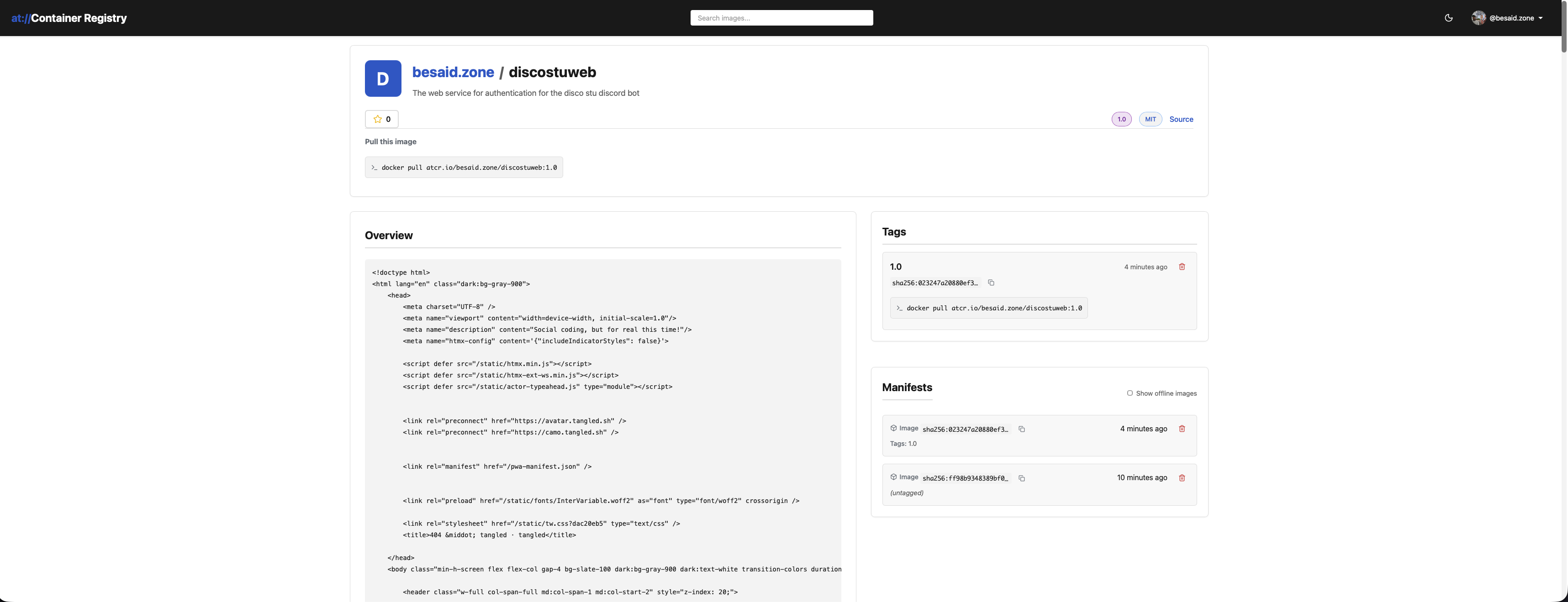 atcr image details page