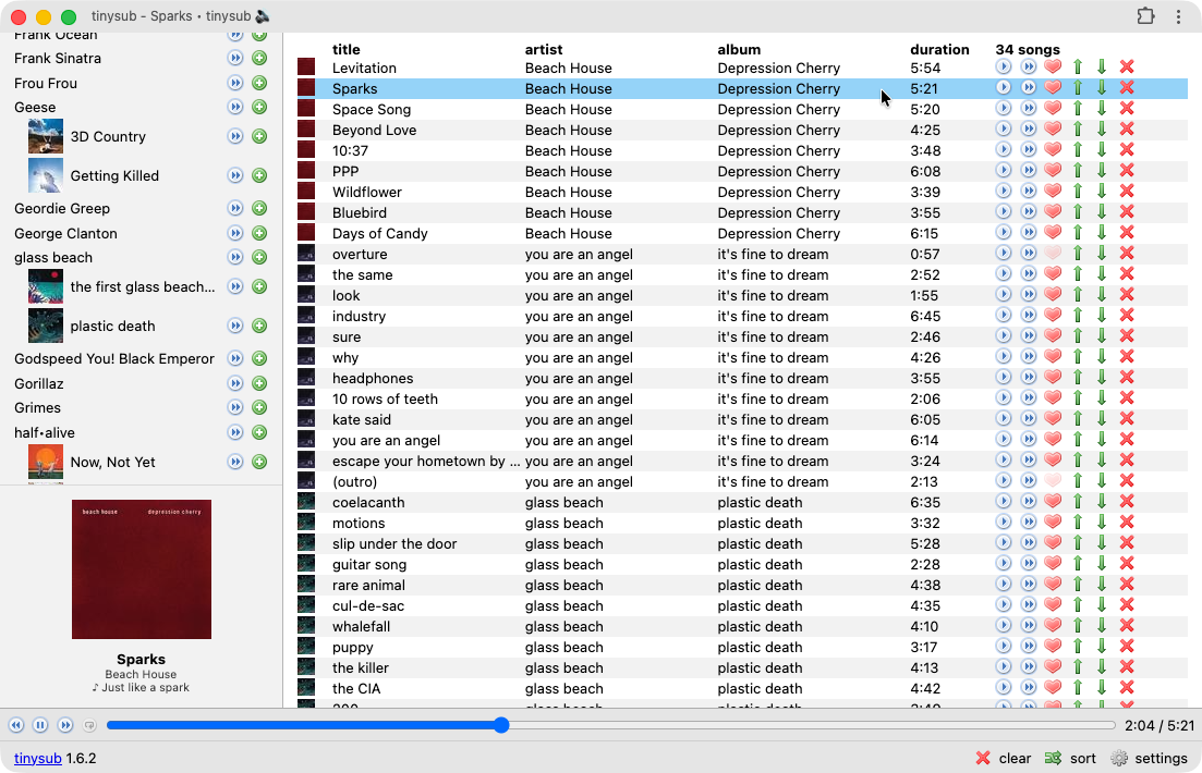 screenshot of tinysub 1.6.2