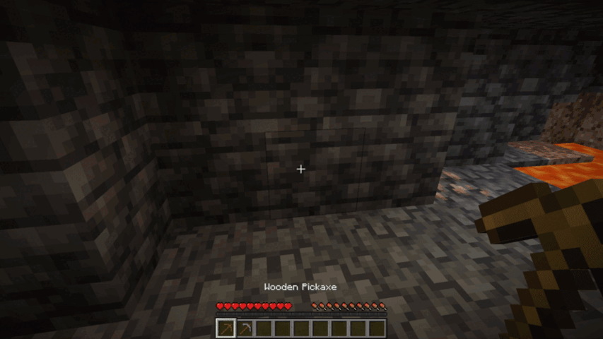 A player trying to mine deepslate with wooden and stone pickaxes. Whenever they switch tools, their mining progress resets