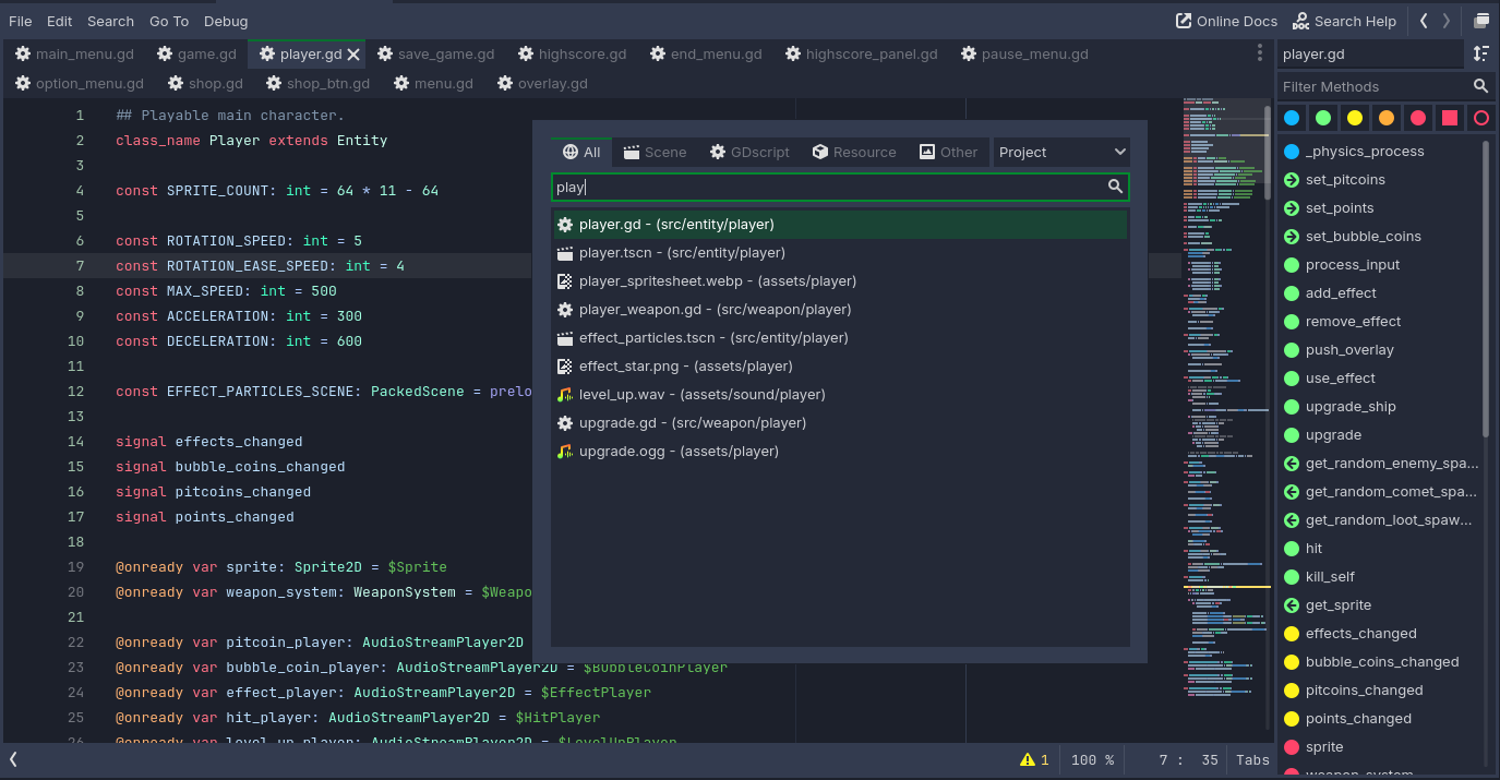 Example of the Quick Search Popup