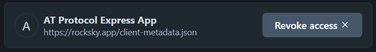 no logo, AT Protocol Express App, https://rocksky.app/client-metadata.json, Revoke access