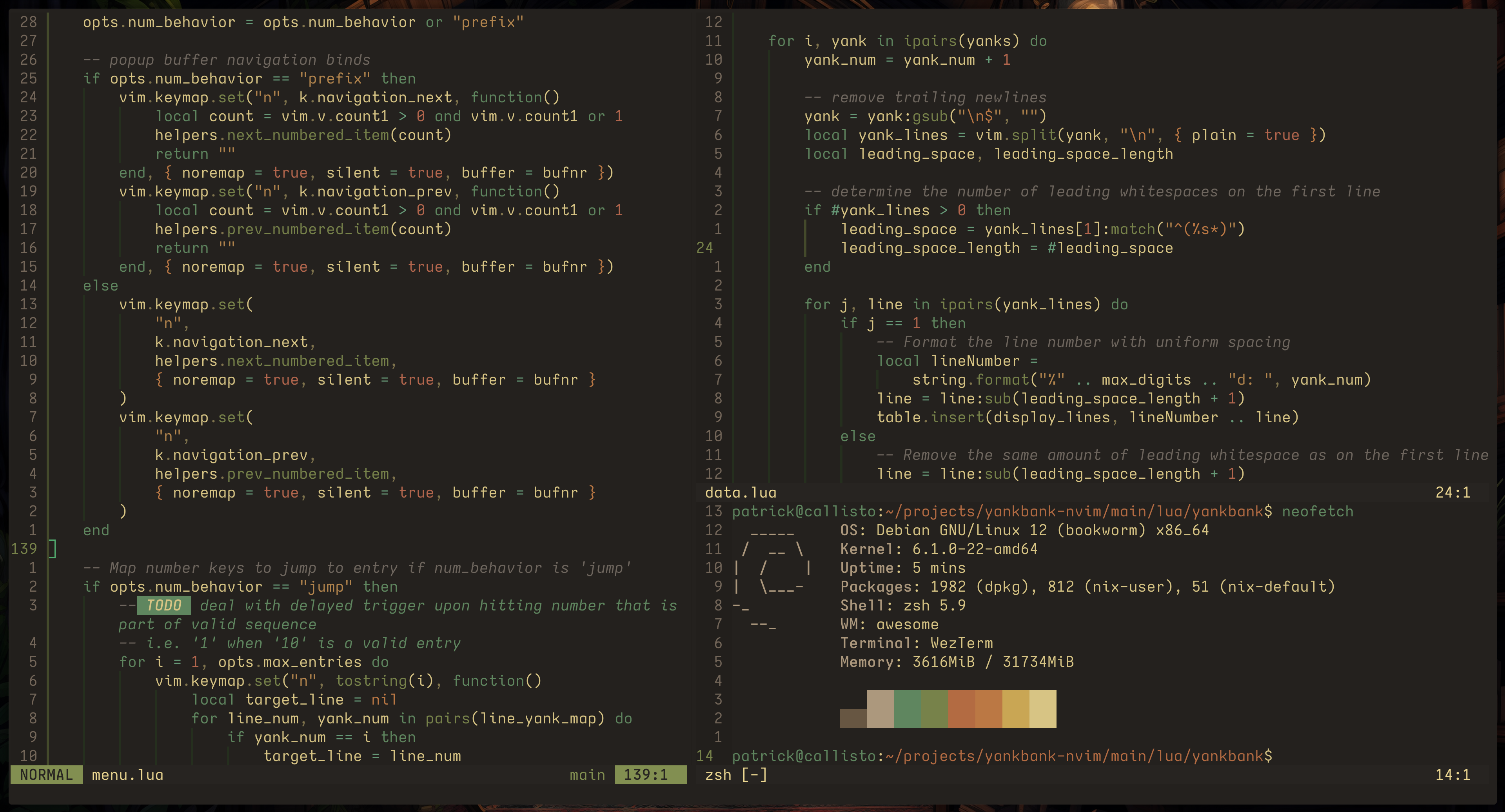 DarkEarth theme in neovim