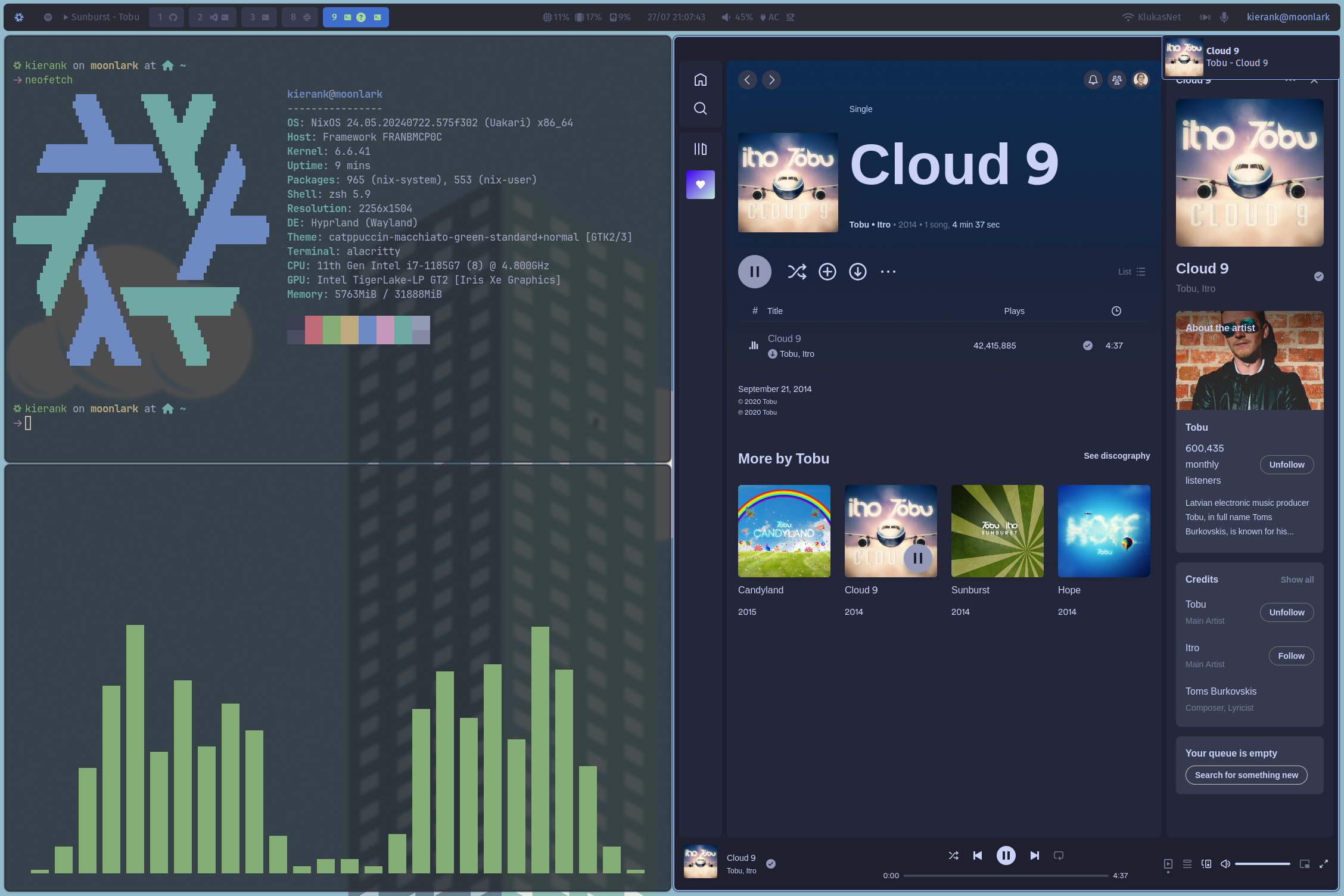 spotify with cava next to it
