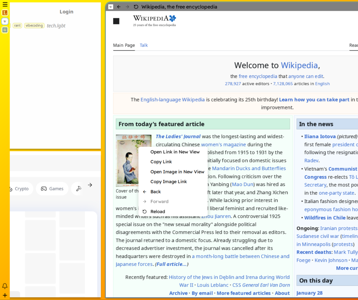 Scrolling in the tiling WM, and the context menu
