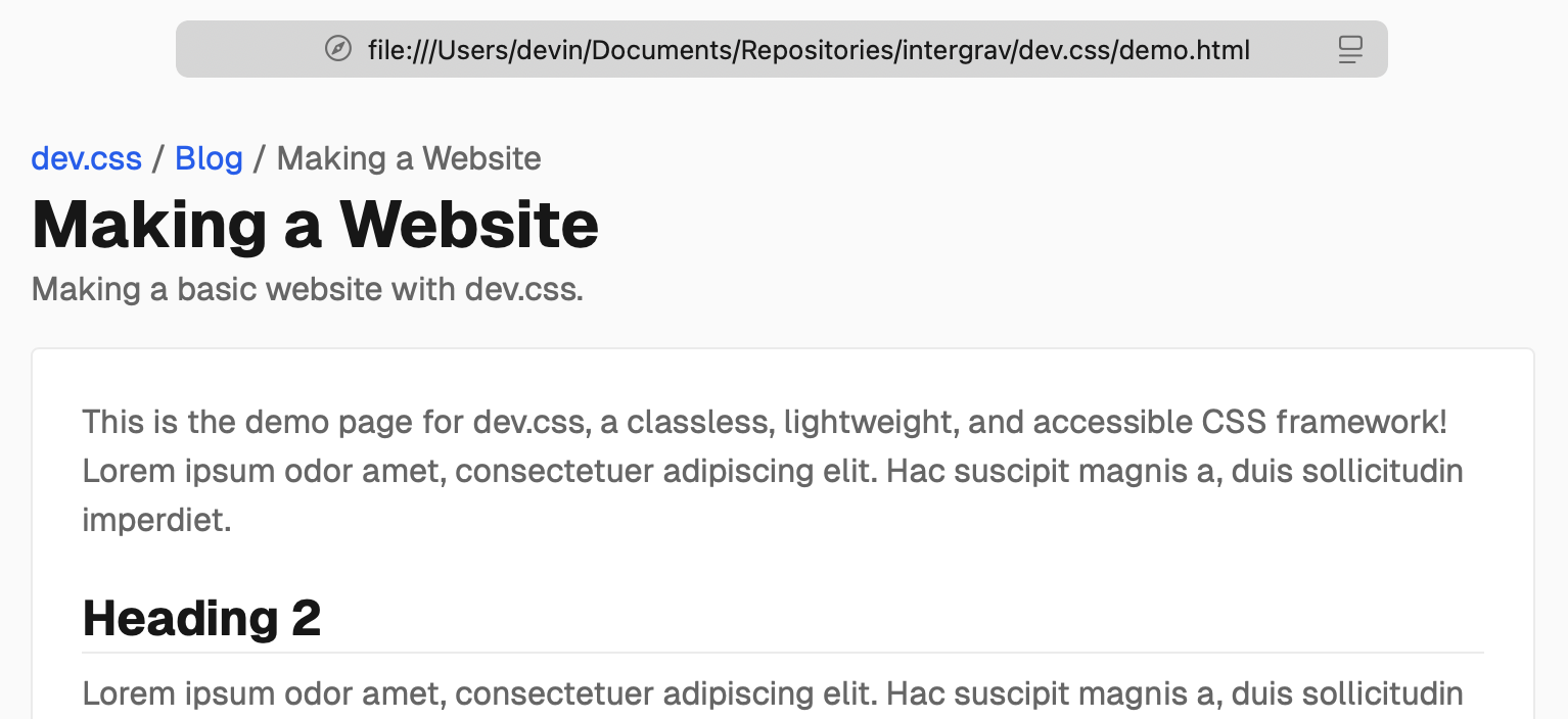 Example of a header using breadcrumb navigation