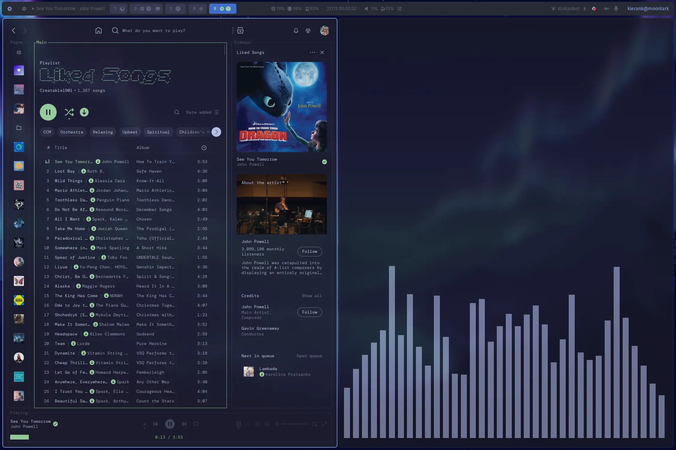spotify with cava next to it
