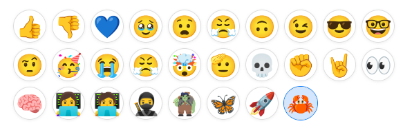 A screenshot of the app's status options"