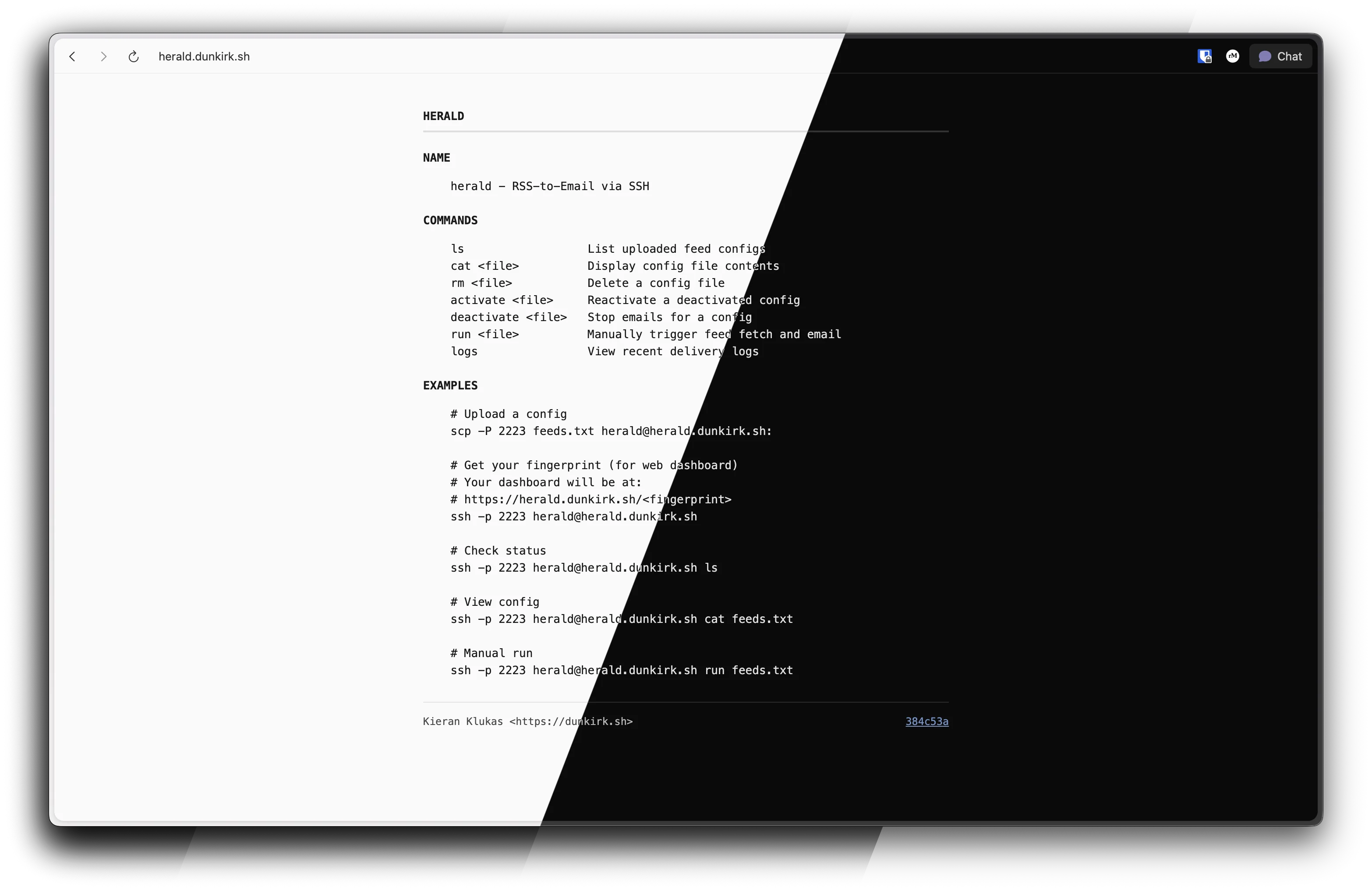 herald web interface