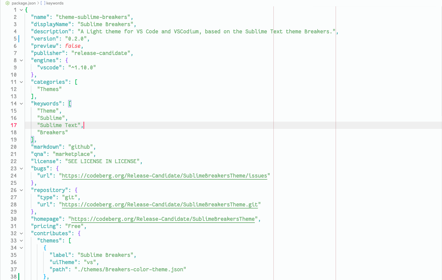 JSON highlighting example