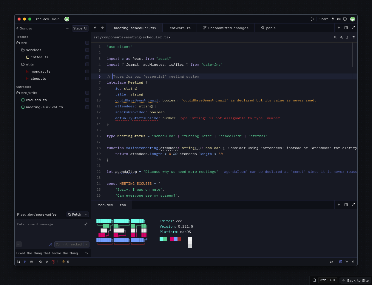 Screenshot of Nyx theme in Zed Editor