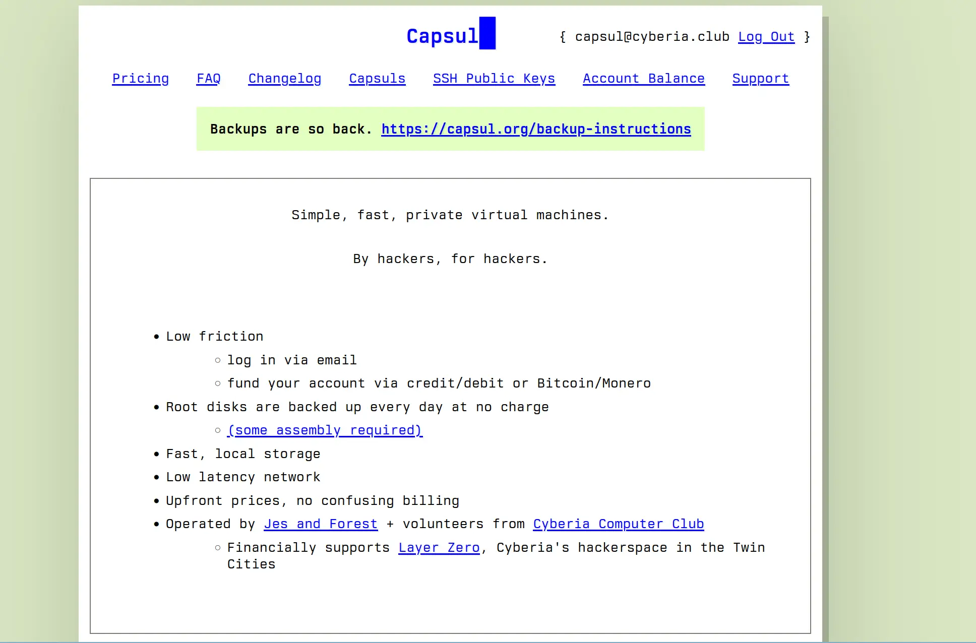 screenshot of capsul.org home page