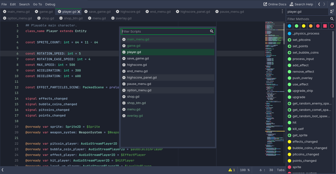 Example of the Script List Popup