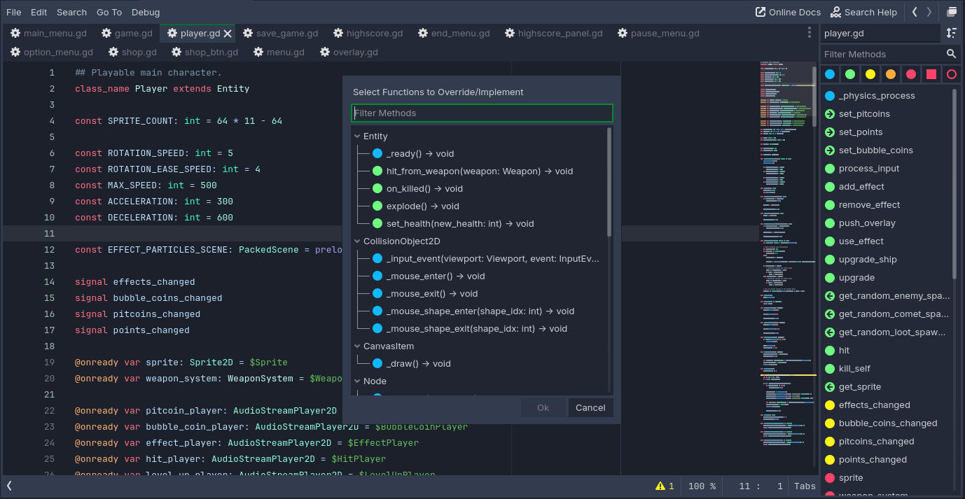 Example of the Override Popup